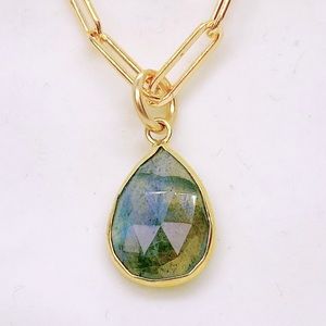 18K GF necklace w faceted Labradorite pendant